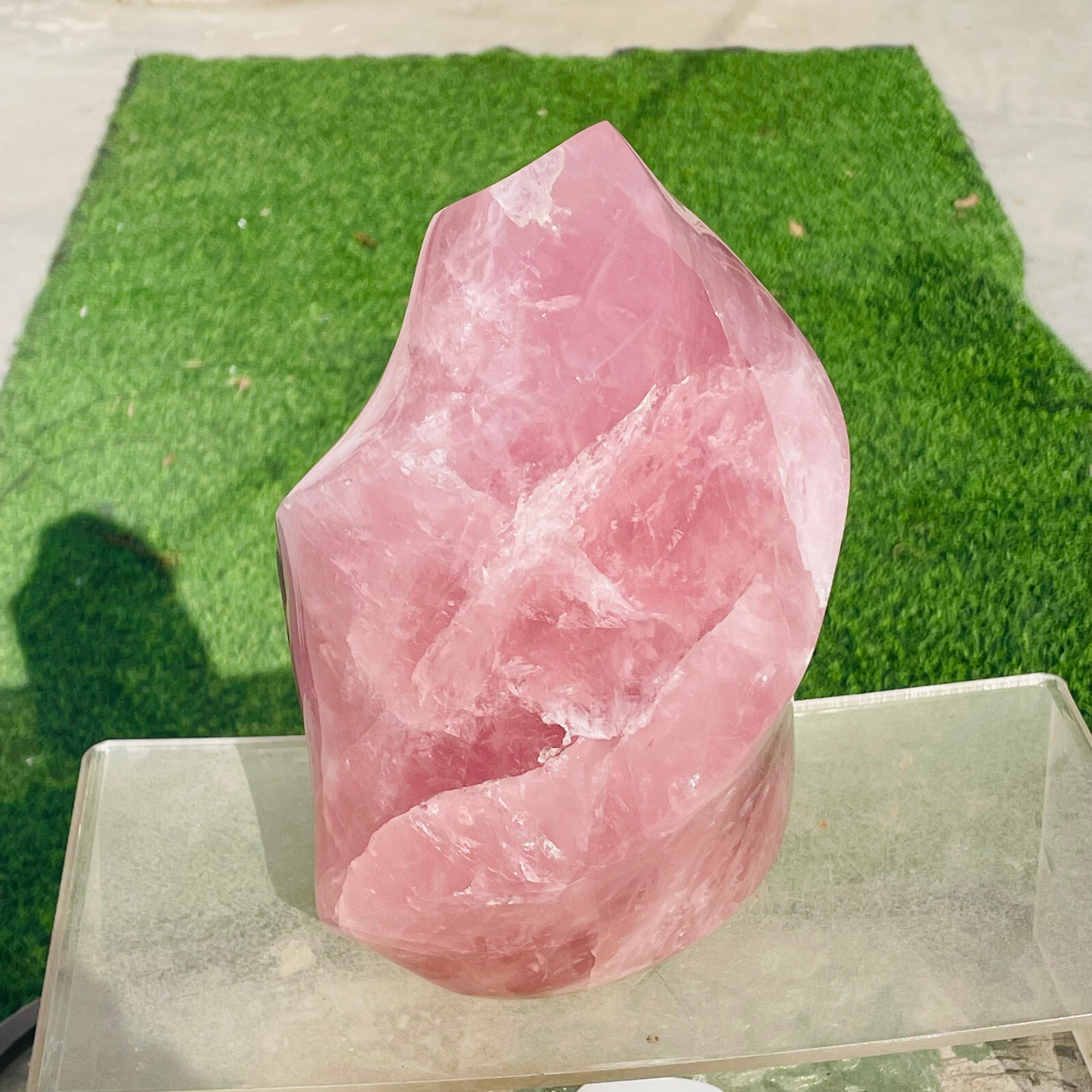 5130g Lovely Large Clear Pink Rose Quartz Crystal Point Torch Healing Specimen