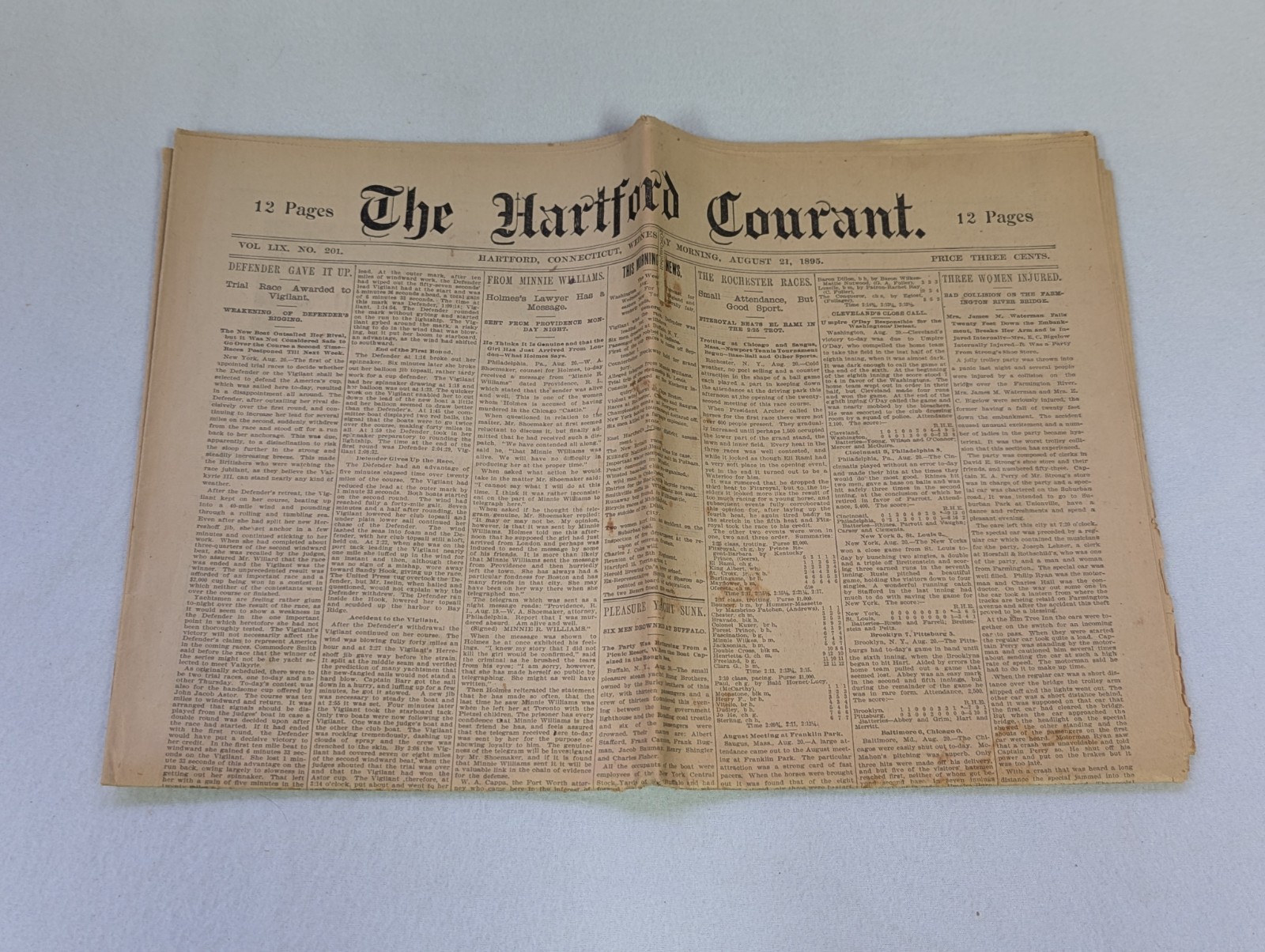 The Hartford Courant ~ Antique Connecticut 1895 Complete Newspaper ~ Ads Stories