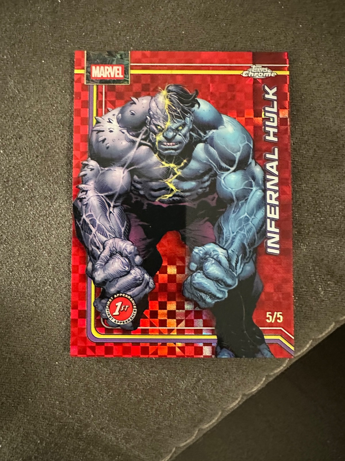 2026 Topps Chrome Marvel Infernal Hulk Red Refractor 5/5 2026 Topps Chrome Marvel Infernal Hulk Red Refractor 5/5