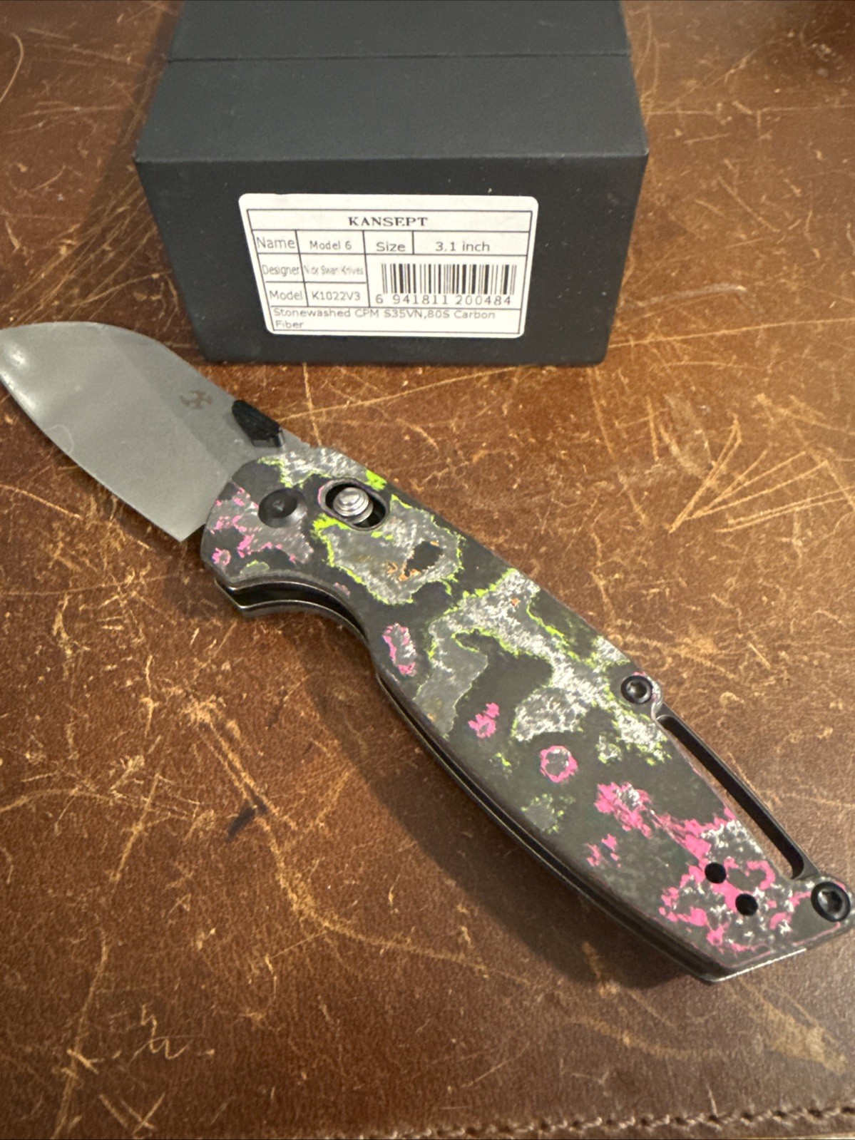 KANSEPT MODEL 6 CROSSBAR LOCK KNIFE 80S CARBON FIBER -K1022V3