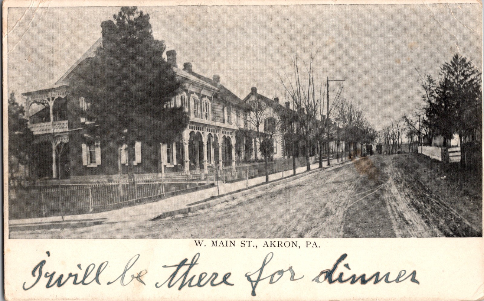 West Main Street Akron Pennsylvania PA Homes Street Scene 1908 Postcard