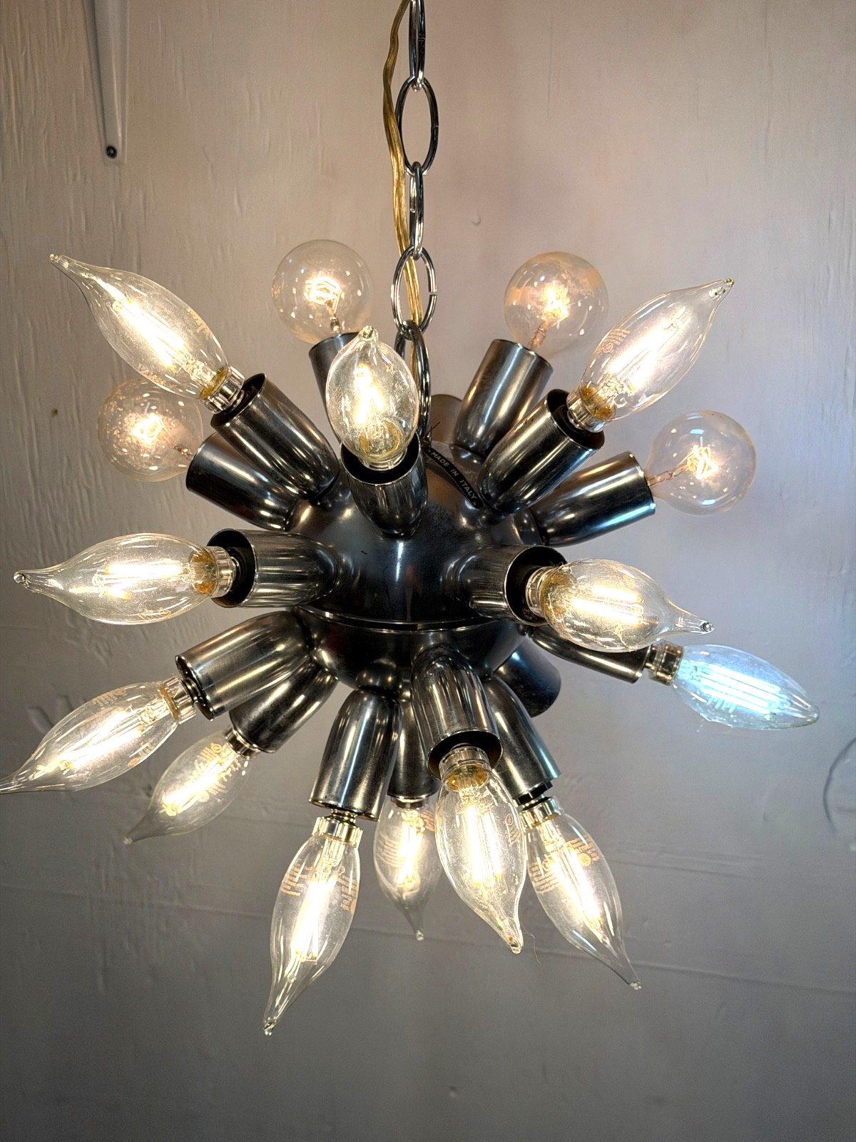 True Vintage Mid Century Modern MCM 60s Sputnik Chrome Chandelier MADE IN ITALY