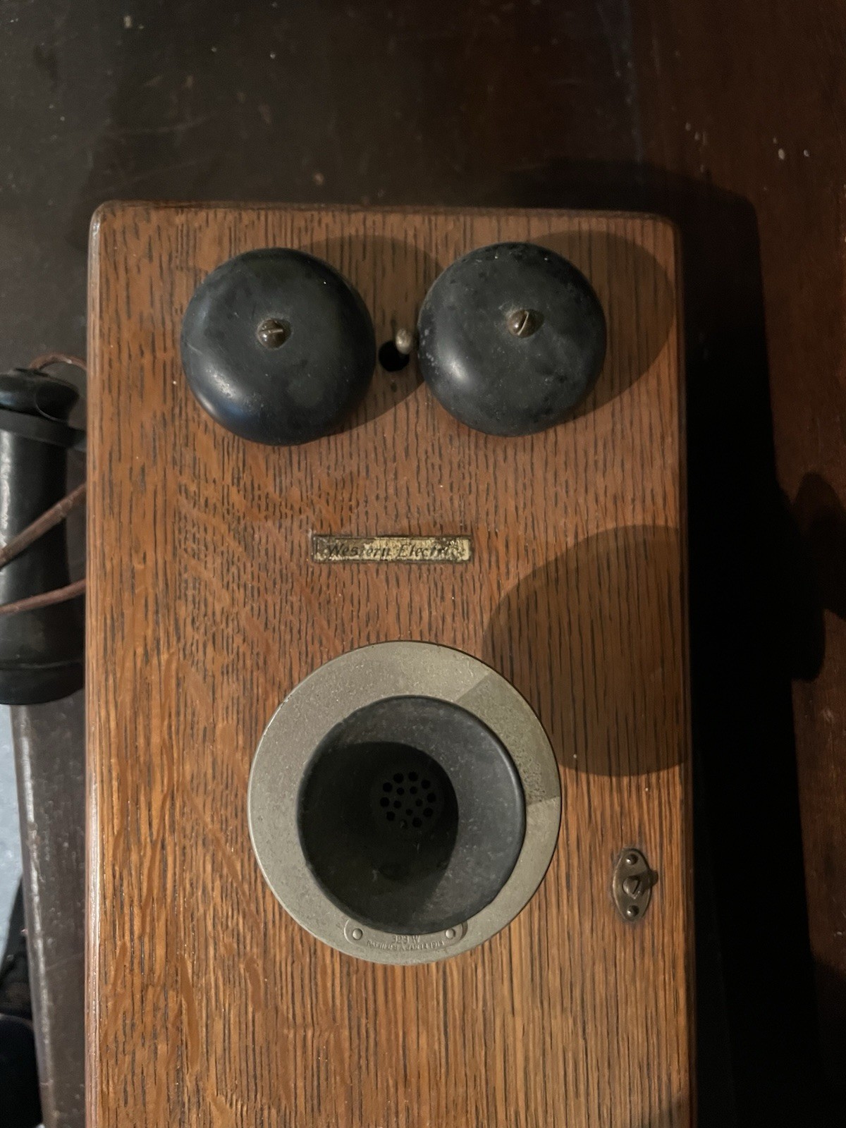 Vintage Western Electric Oak Wall Telephone 317Y  Orig Crank Bells c. 1915–1925