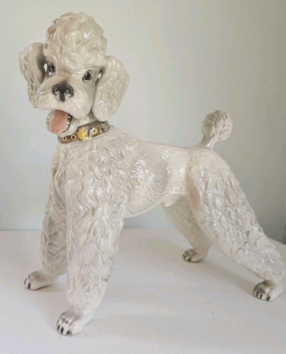 Rare Wien Keramos Austria Porcelain White Poodle Antique 1930'S Large 12 