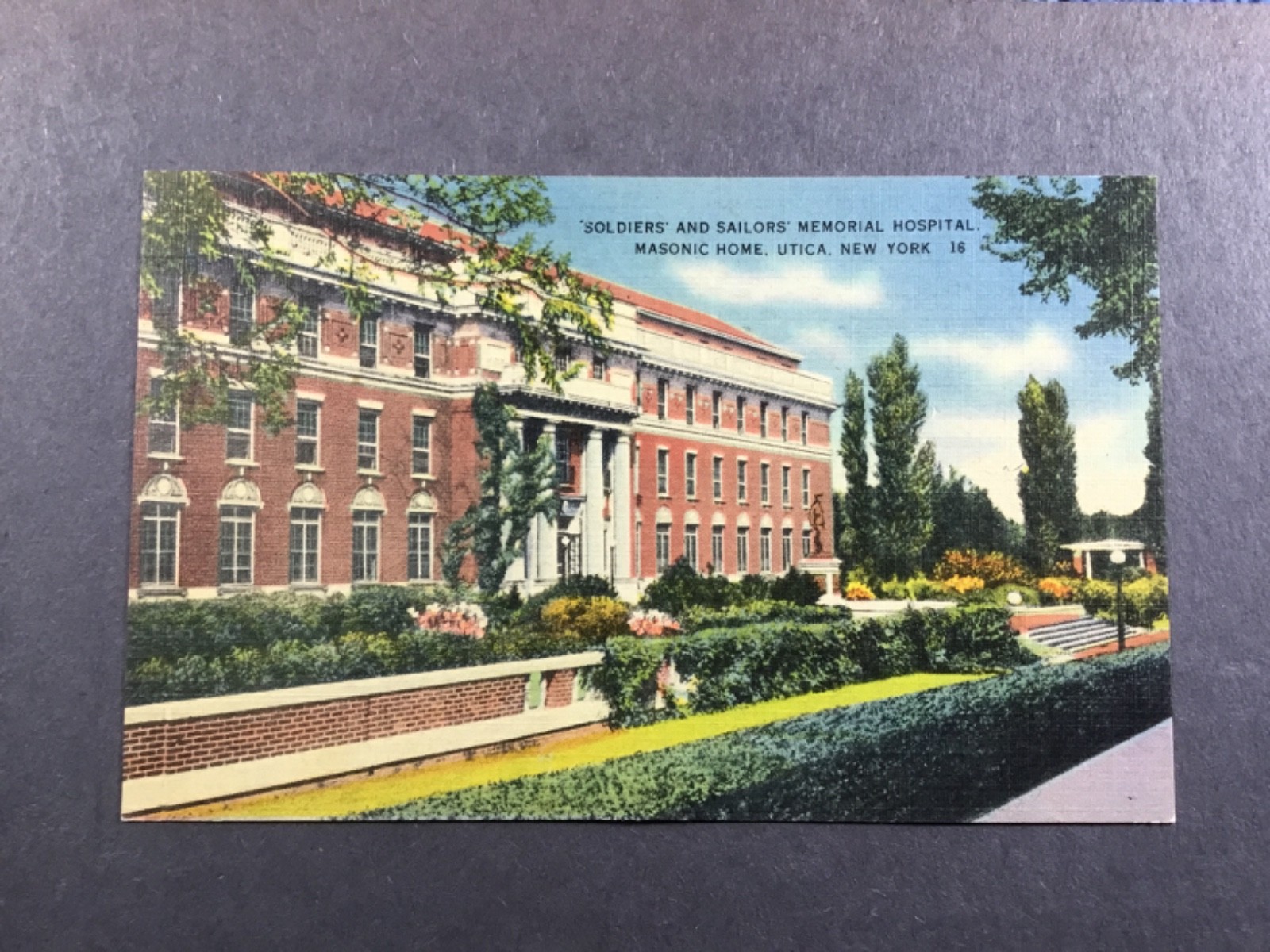 c1940s Soldiers And Sailors Memorial Hospital Masonic Home Utica NY Postcard c1940s Soldiers And Sailors Memorial Hospital Masonic Home Utica NY Postcard