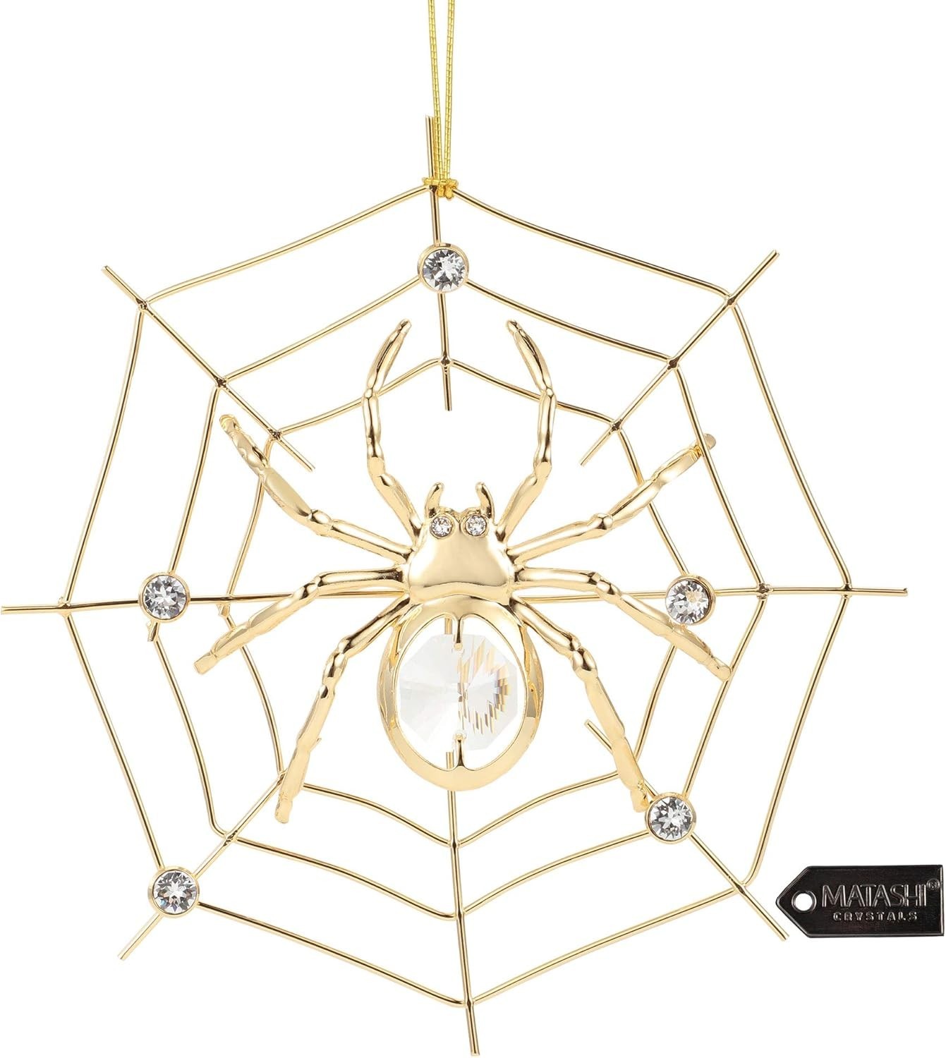 Matashi 24K Gold Plated Crystal Studded Lucky Spider Hanging Ornaments
