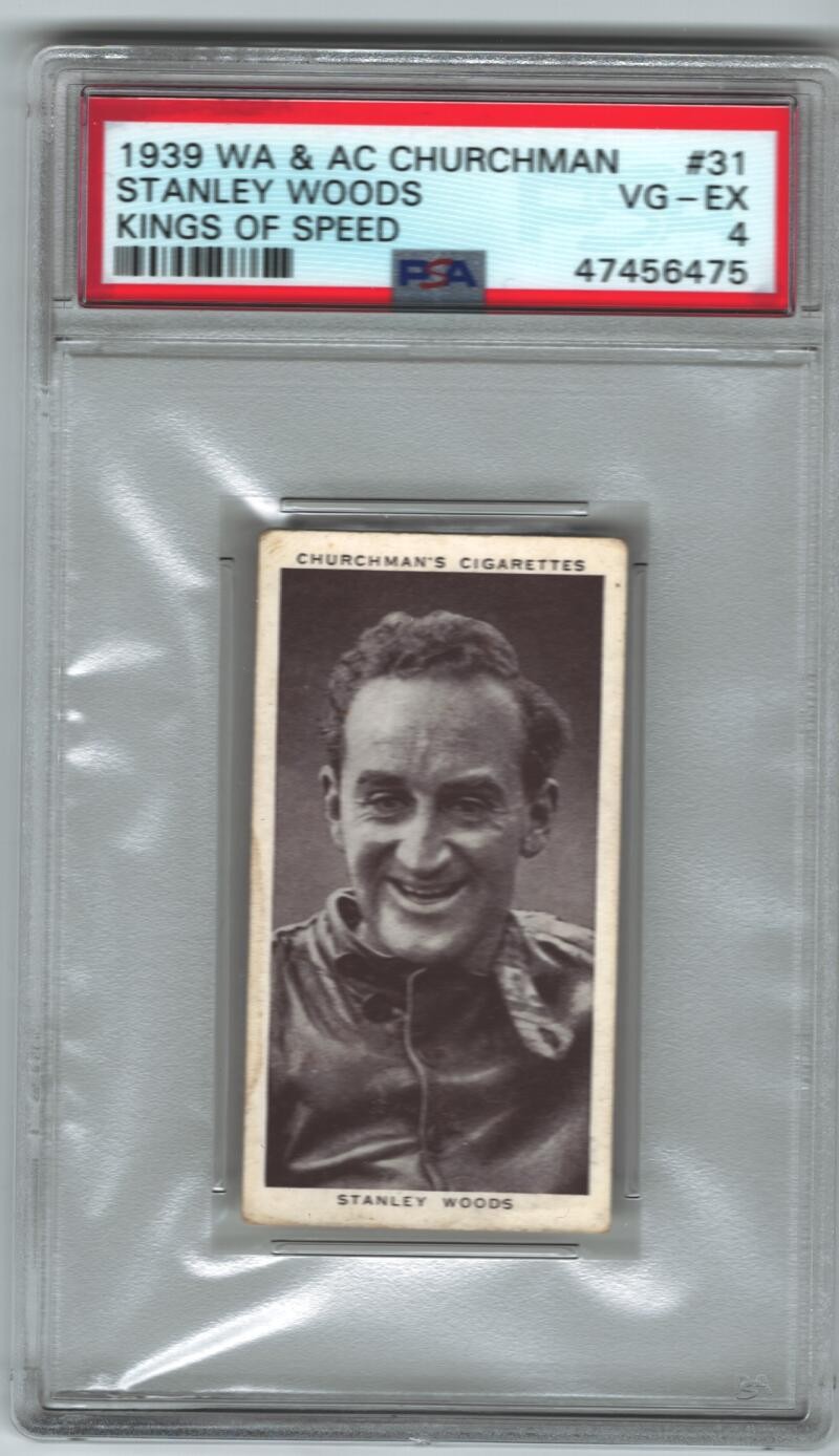 1938 Churchman's Cigarettes Kings of Speed #31 Stanley Woods PSA 4