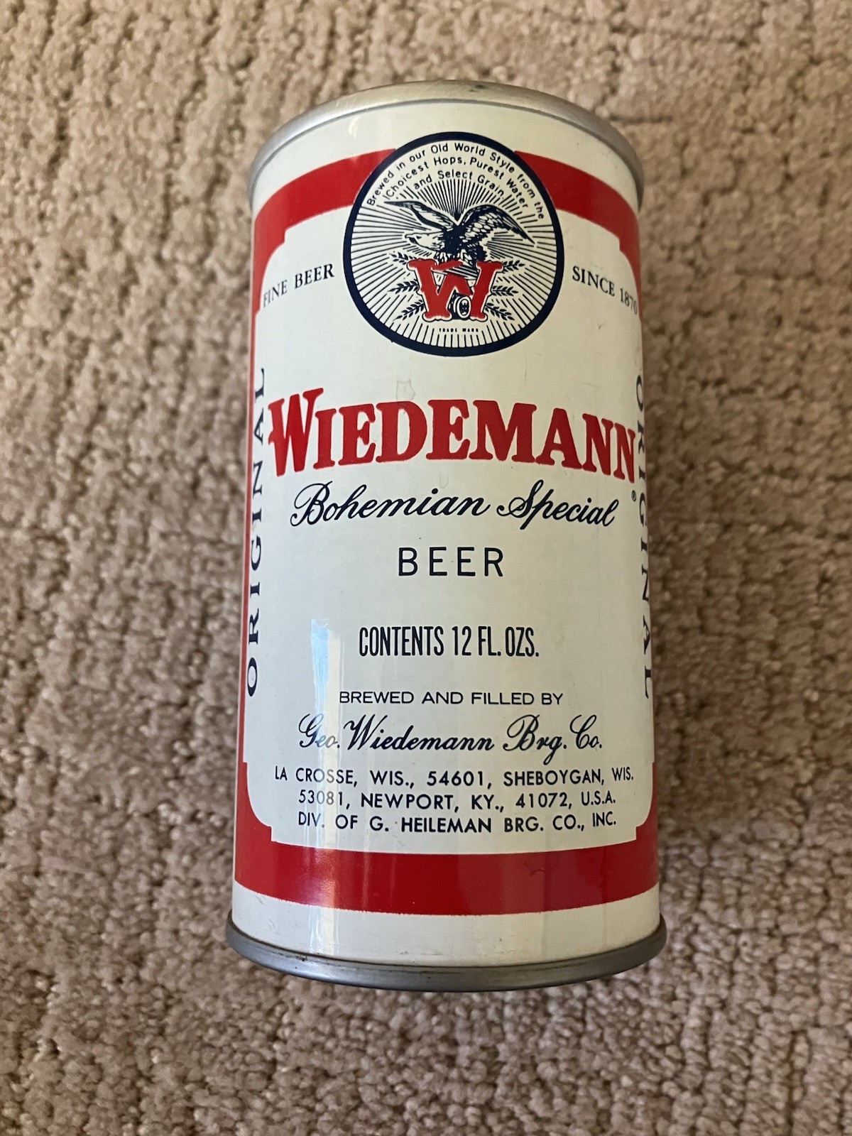 VINTAGE WIEDEMANN BOHEMIAN SPECIAL 12 OZ STEEL BEER CAN NICE