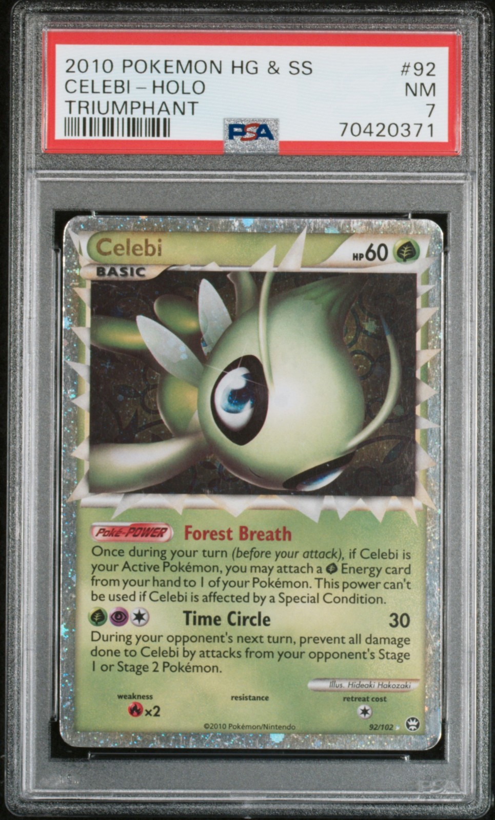 2010 POKEMON TRIUMPHANT CELEBI PRIME #92 ULTRA RARE PSA 7 NM