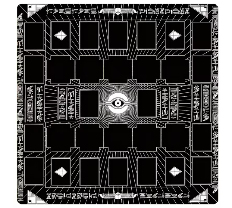 Yugioh 2 Player Playmat Black White Millennium Eye Rubber TCG Game Mat 60x60