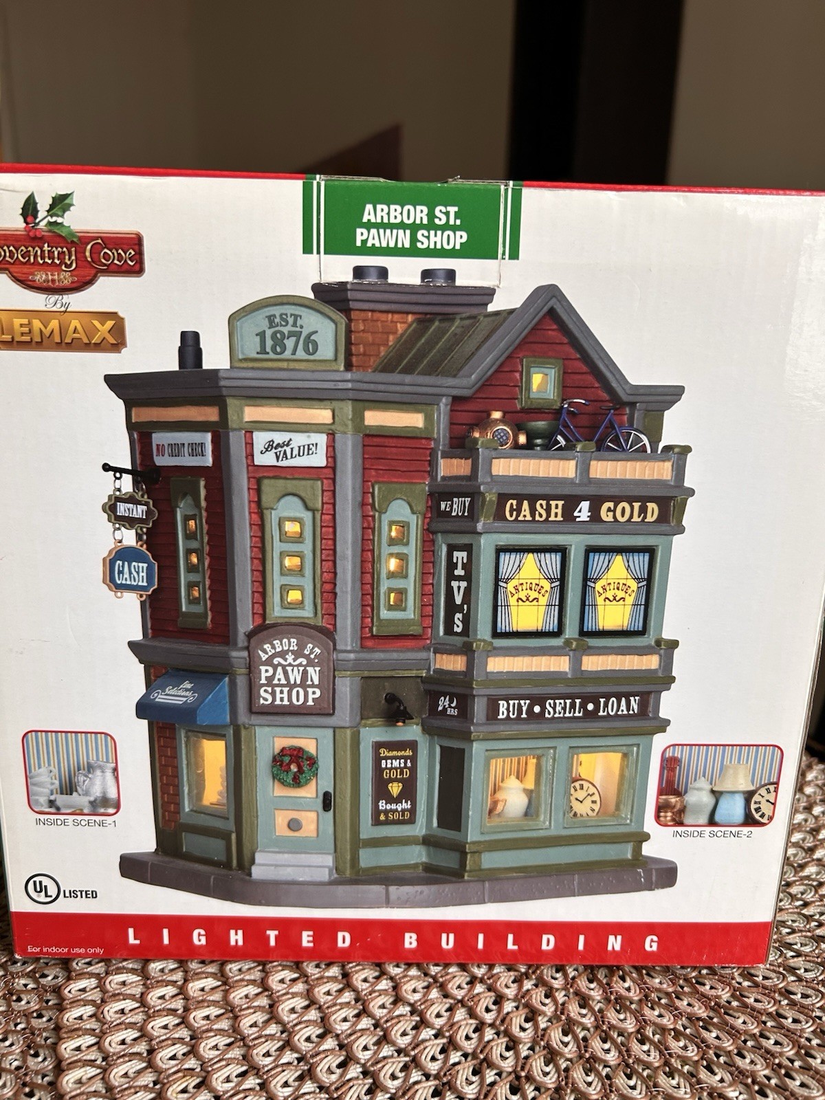 Lemax Christmas Village Collection Arbor St. Pawn Shop Lighted Building Retired