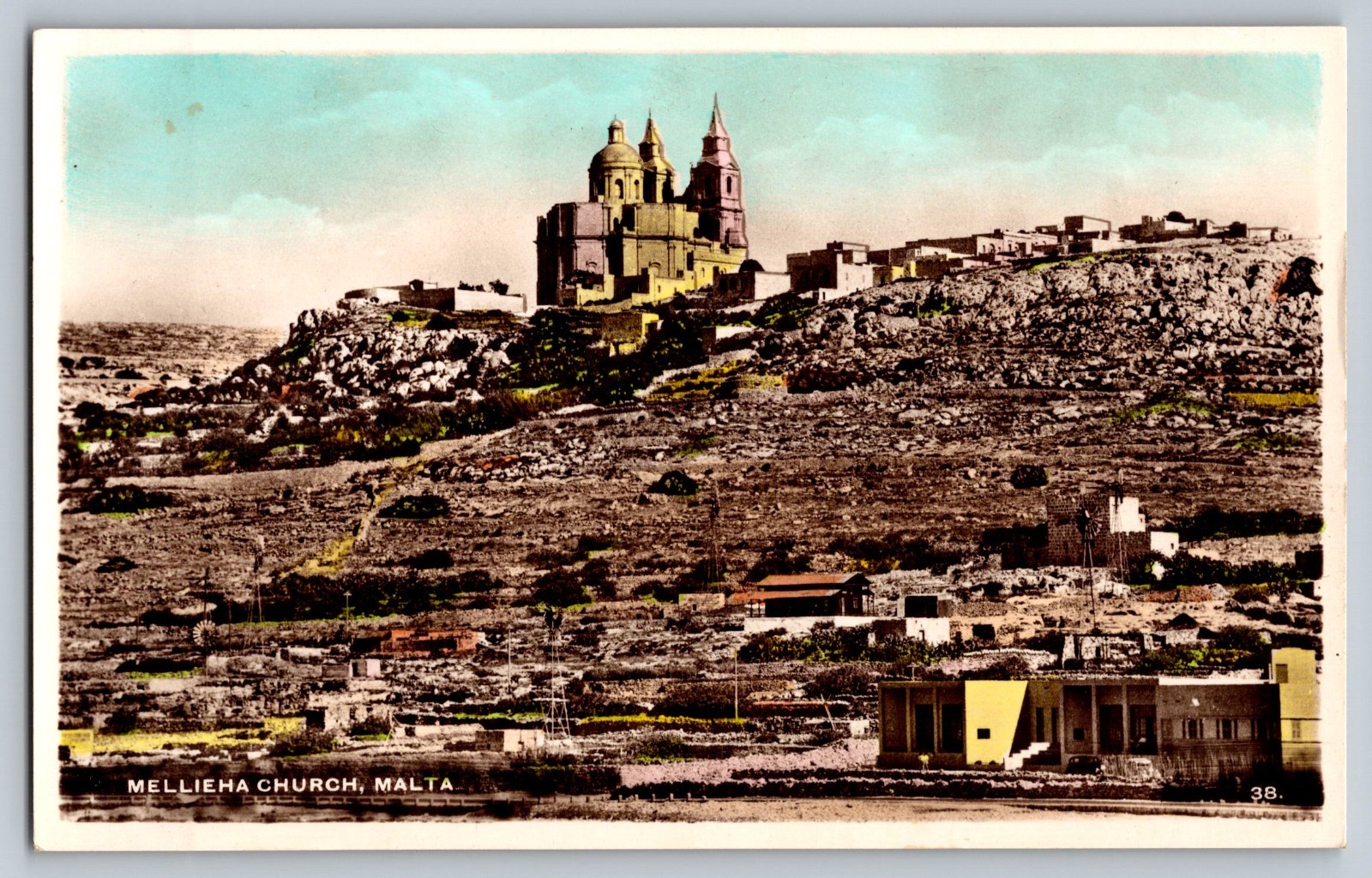 Vintage Post Card RPPC Mellieha Church Malta E990