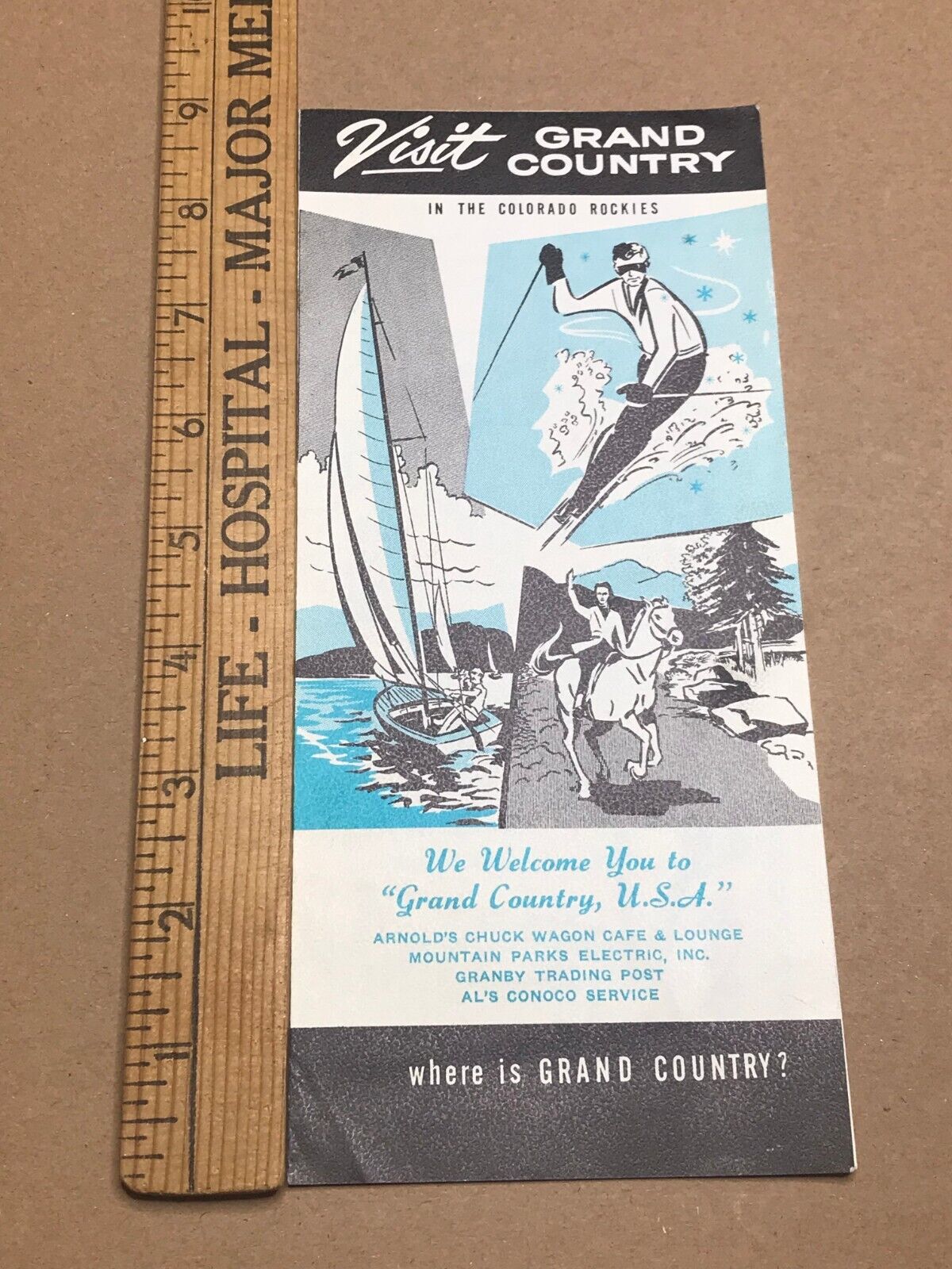 Vintage Visit Grand Country Map Guide Brochure Colorado Map