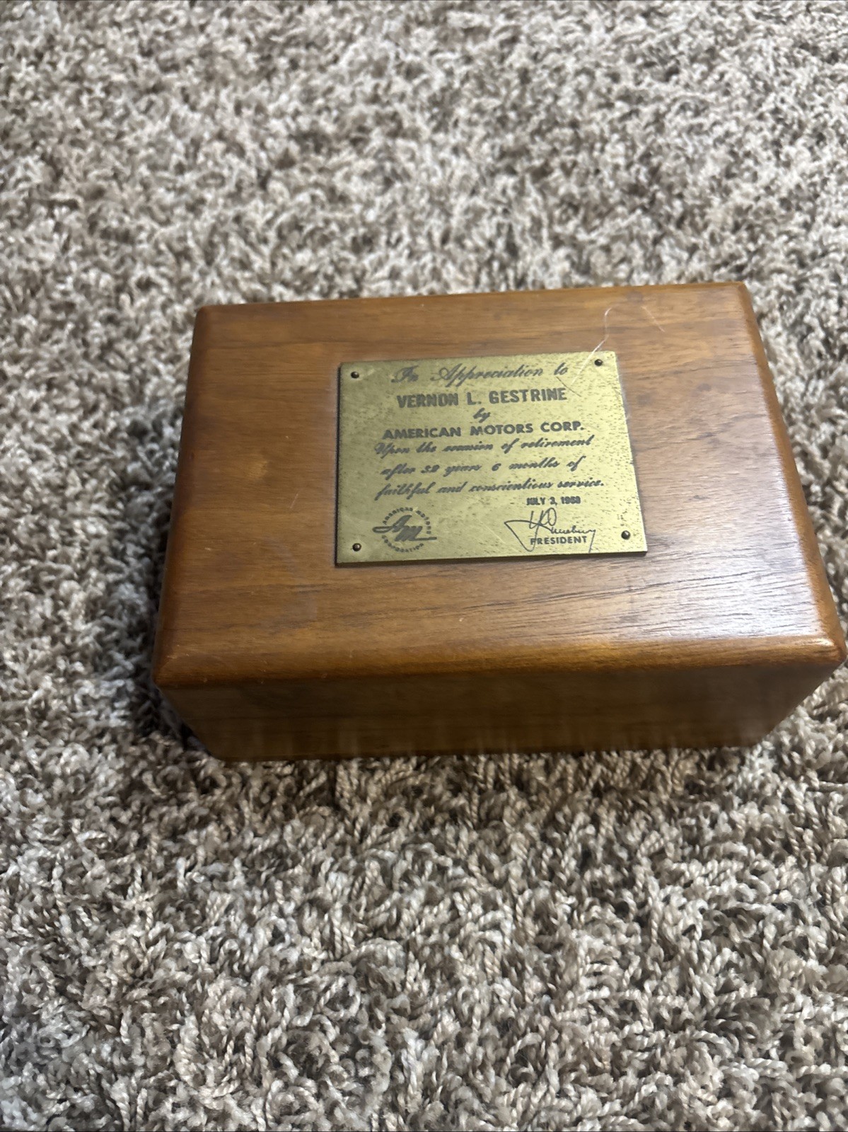1968 American Motors Years In Service Award Box 1968 American Motors Years In Service Award Box