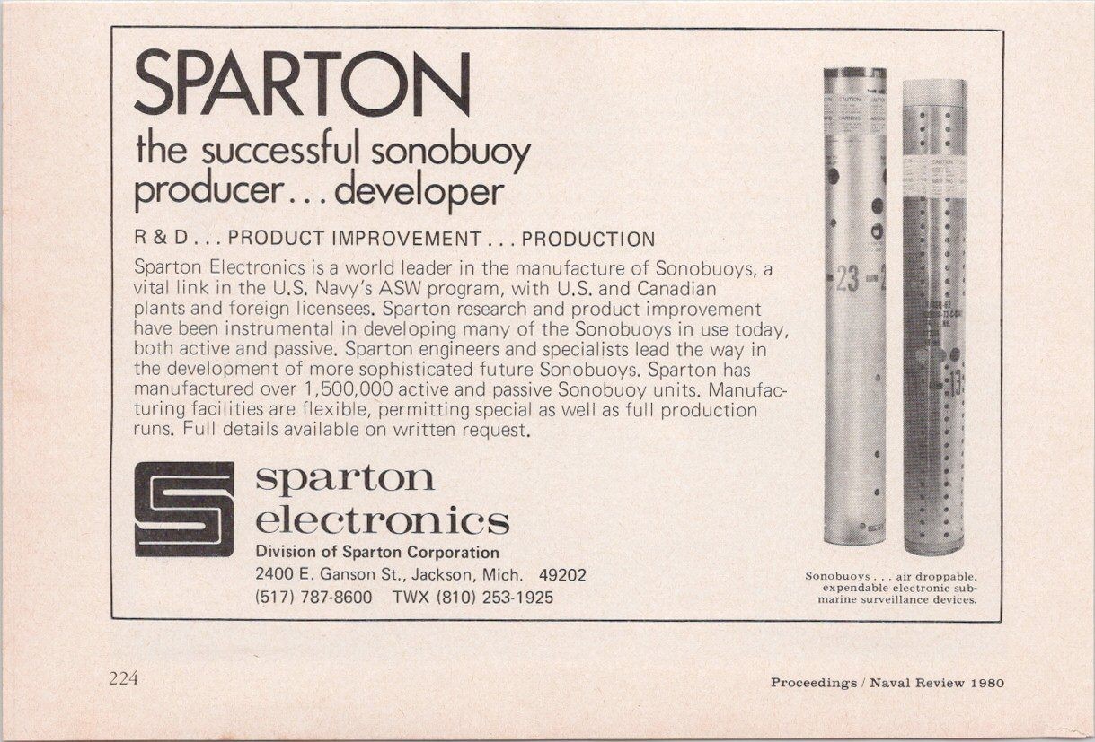 Sparton Vintage 1980 Magazine Ad Sonobuoy Military Naval Electronics ASW