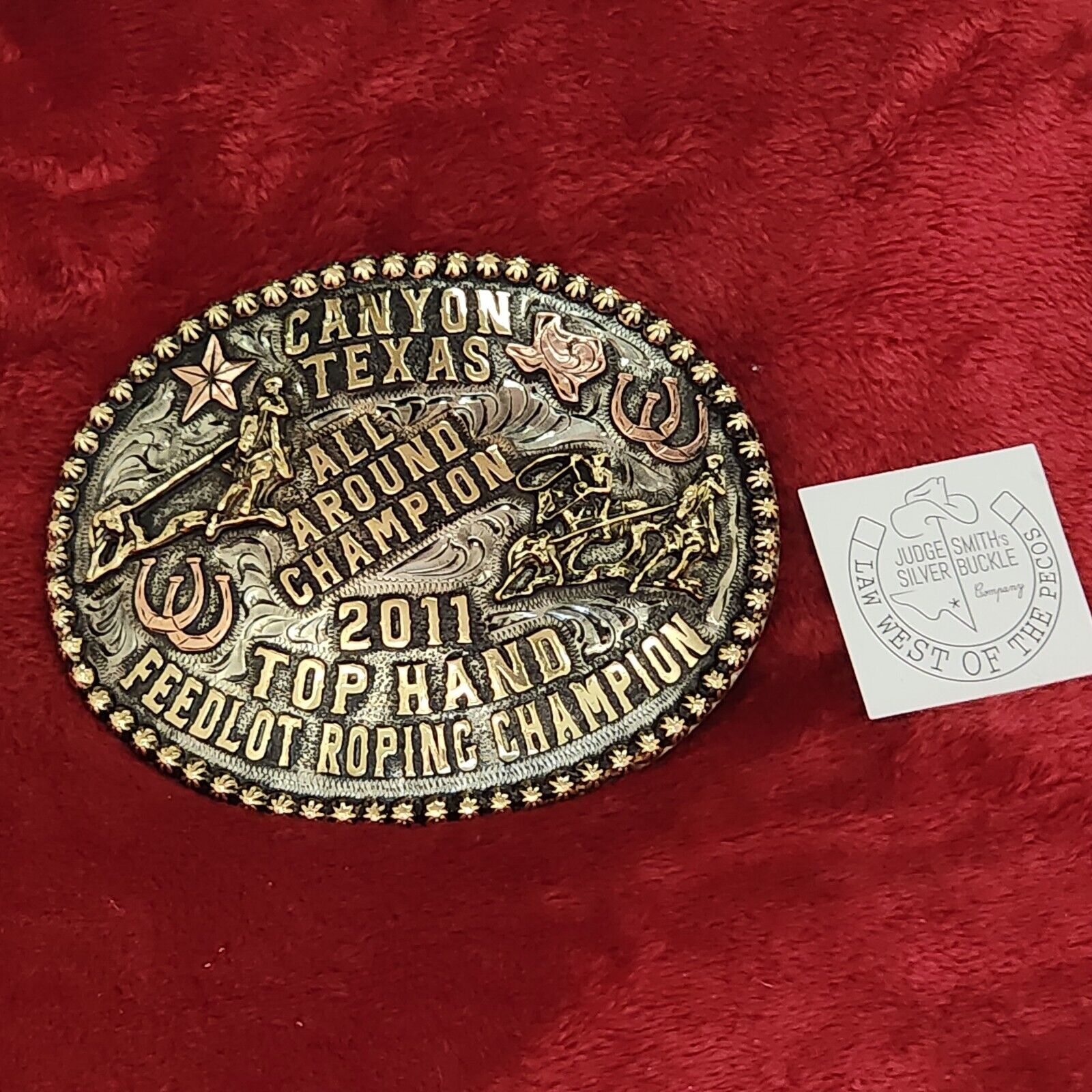ALL AROUND CHAMPION PRO RODEO TROPHY BUCKle☆CANYON TEXAS☆2011☆RARE☆419