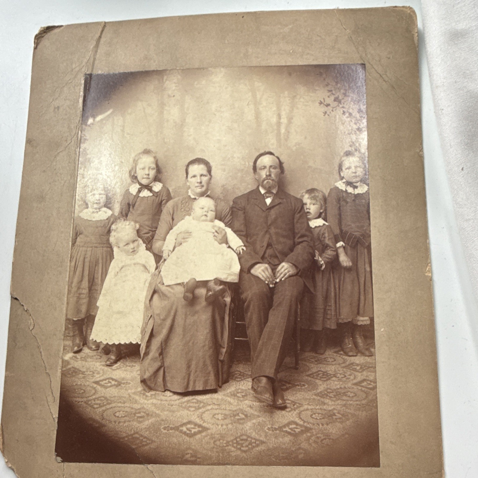Antique Sepia Family Portrait Photograph Mounted on Cardboard 1 Photo Antique Sepia Family Portrait Photograph Mounted on Cardboard 1 Photo