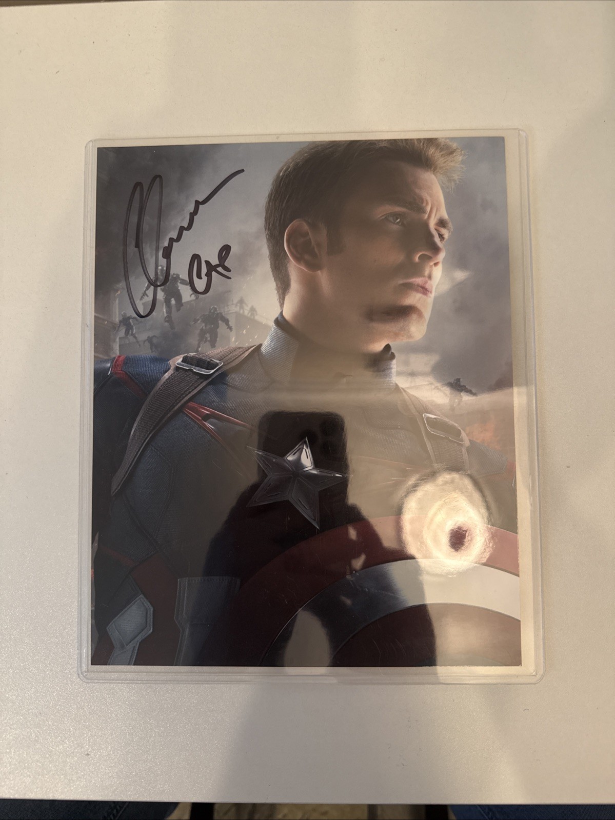 Marvel The Avengers Age Of Ultron Poster 8x10 Cap. Autographed By Chris Evans