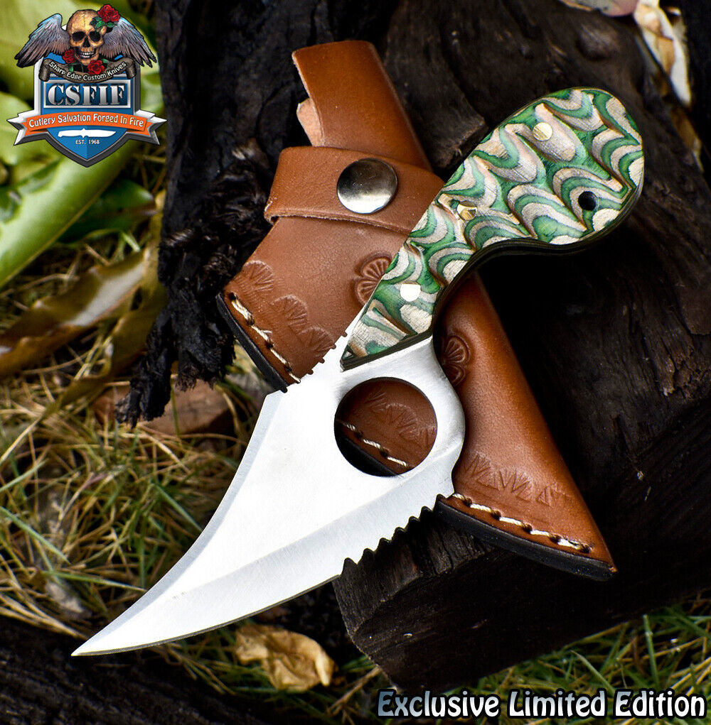 CSFIF Handmade Skinner Knife AUS-10 Steel Hard Wood Tactical Rare