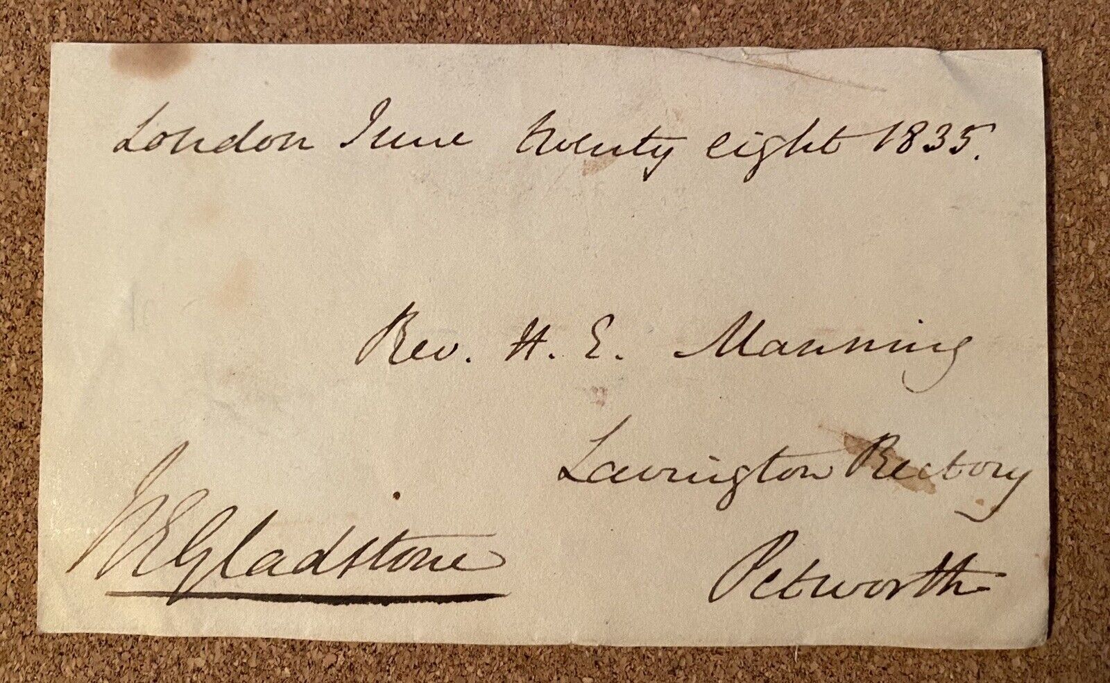 British Prime Minister (PM) William E. GLADSTONE SIGNED Free Frank June 28, 1835