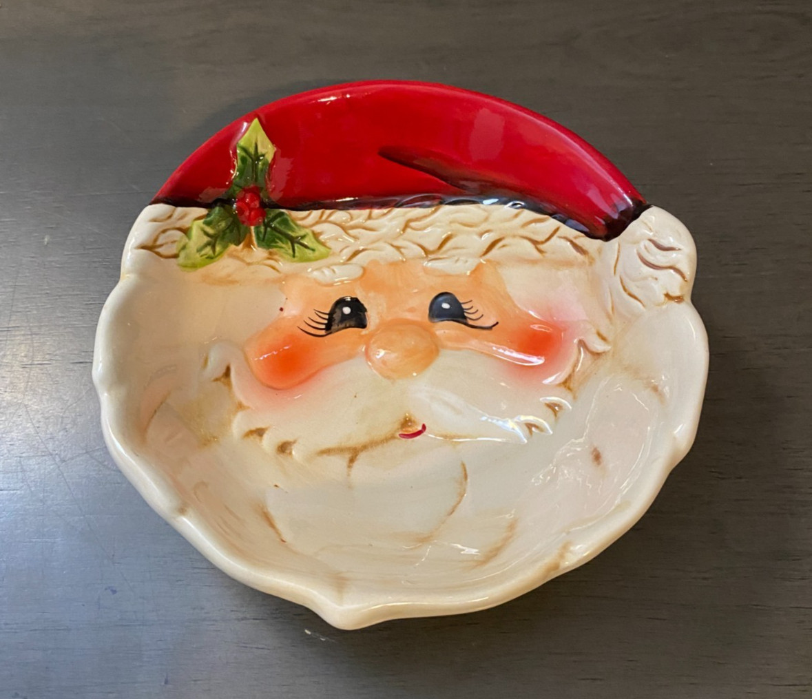 VTG TII Collections Santa Face Ceramic Bowl Christmas Candy Dish (early 2000s)