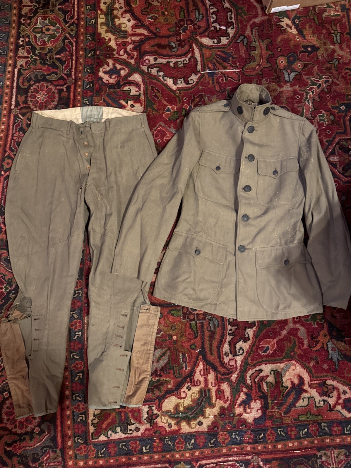 VTG Men's WWI US Army Cotton Khaki Uniform WW1 Summer Weight