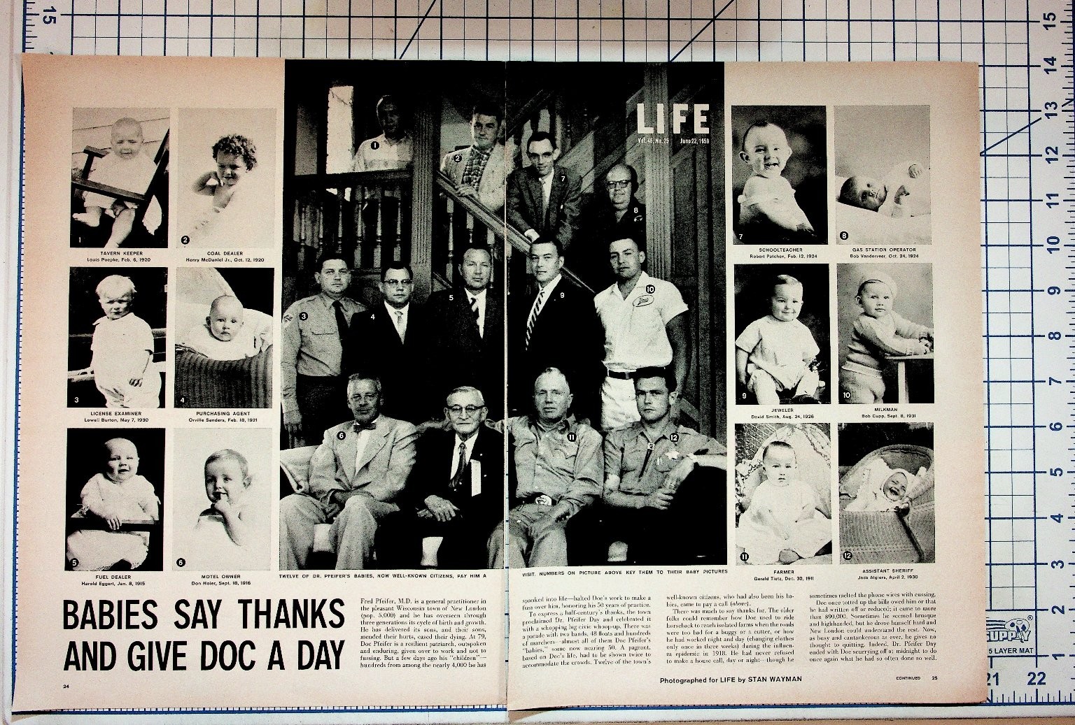 1955 LIFE Magazine Article Dr. Fred Fiedler New London WI Babies Day