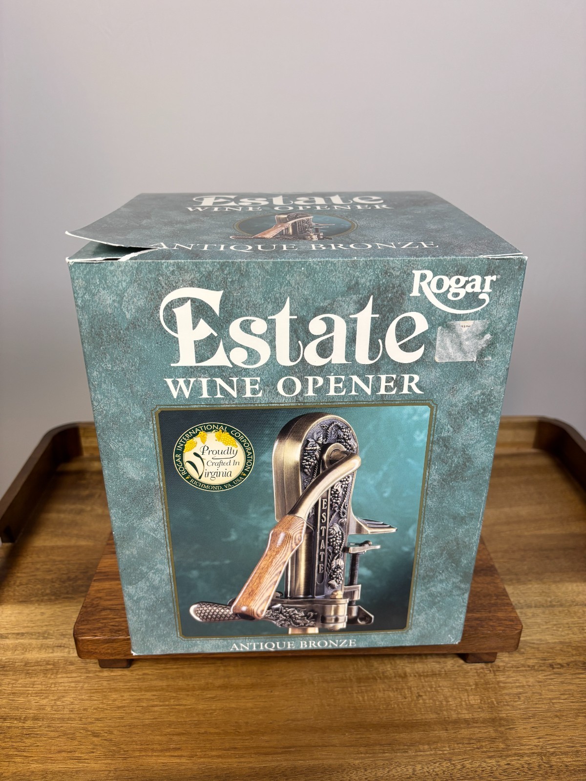 Vintage Rogar Estate Antique Bronze Wine Opener New in Open Box