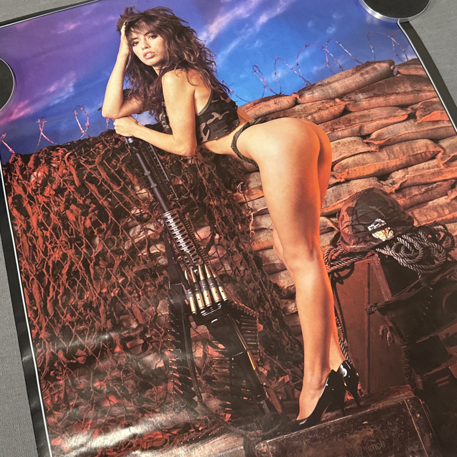 LARGE “COMBAT ZONE” Original Vintage Sexy Pinup Girl Funky Poster | 34” x 22.5”