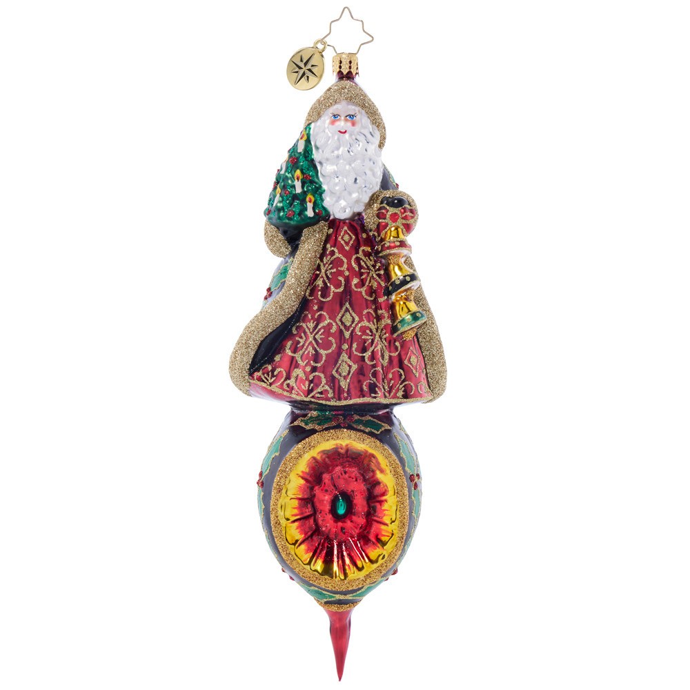 Christopher Radko SANTA\'S HOLLY REFLECTIONS Reflector Ornament 1021909 New