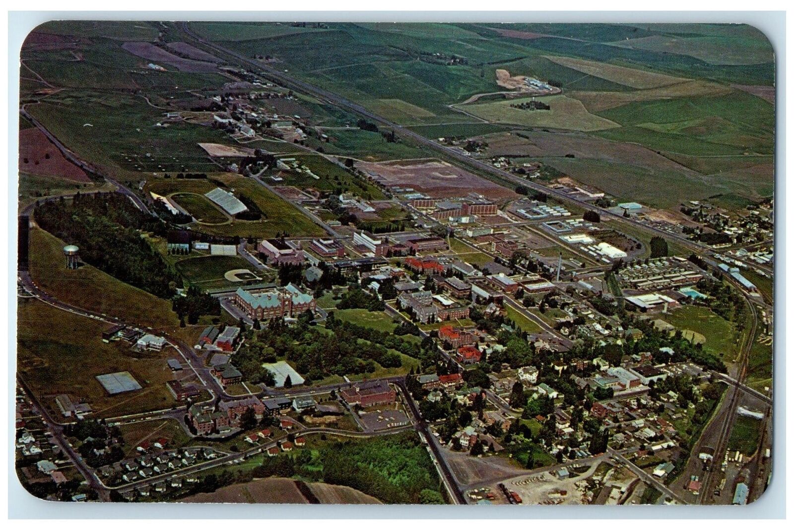 c1960 Aerial View Of The University Of Idaho Campus At Moscow Idaho ID Postcard