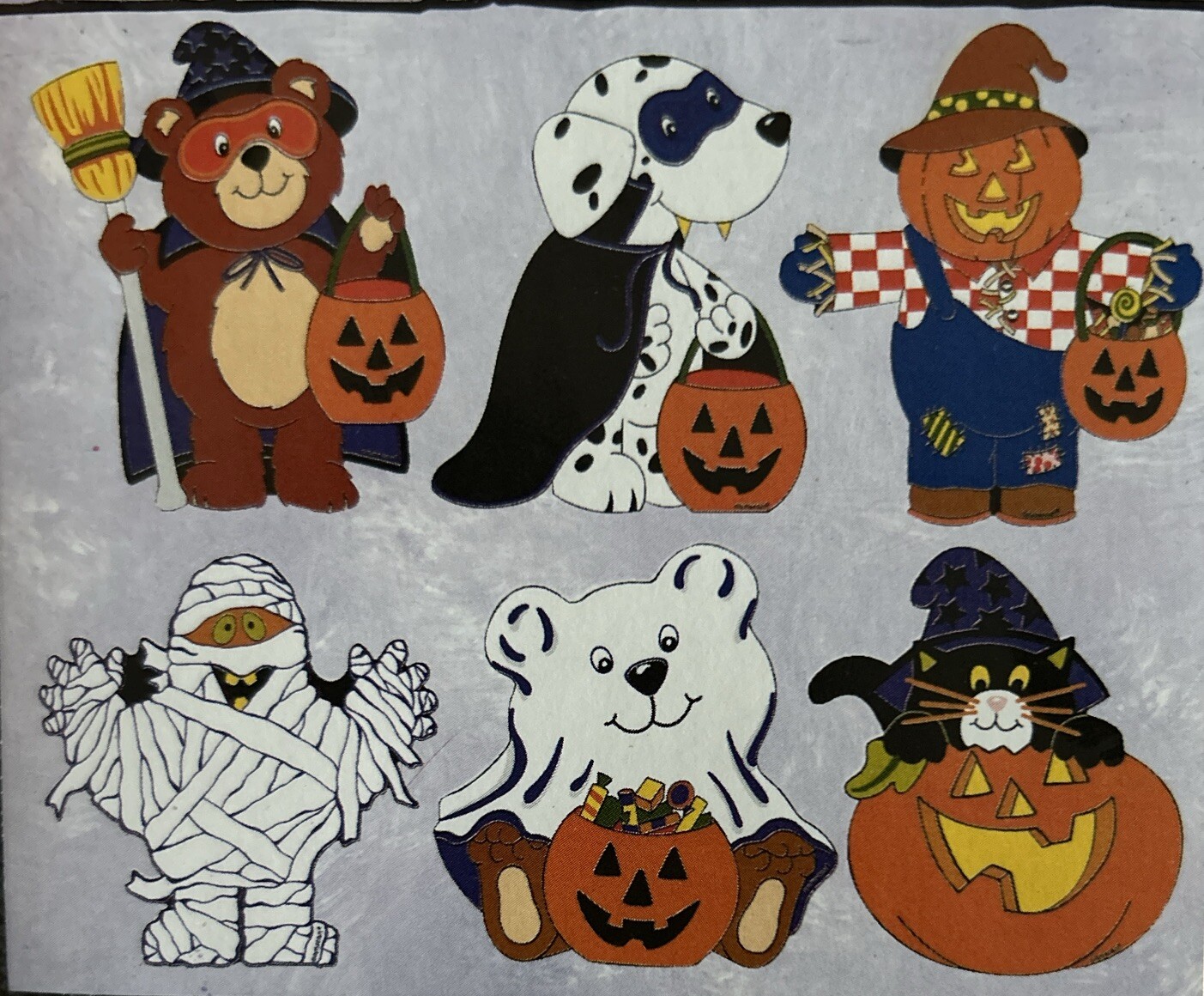 Vintage Amscan Halloween Die Cuts 1980s Ghost Scarecrow Pumpkin Mummy Bear