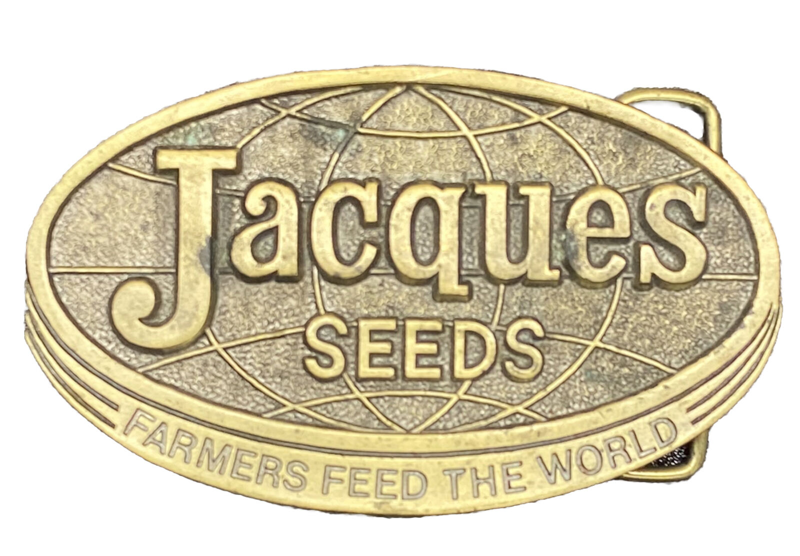Jacques Seeds Brass Belt Buckle 1977 Limited Edition Farmers Feed the World 