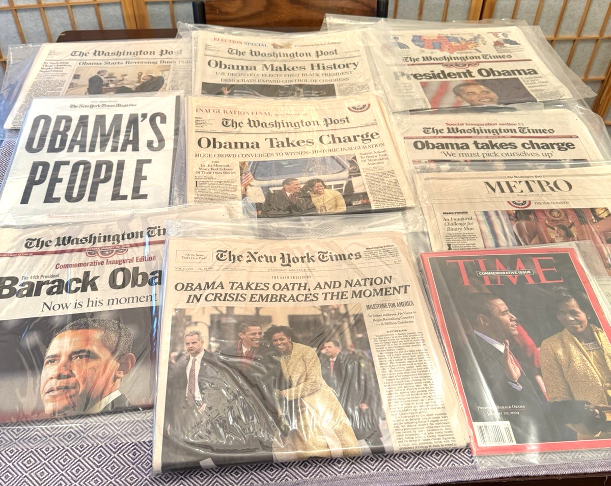 ☆OBAMA 2008 Election Historic Newspaper + Magazine Lot Memorabilia *Pristine*