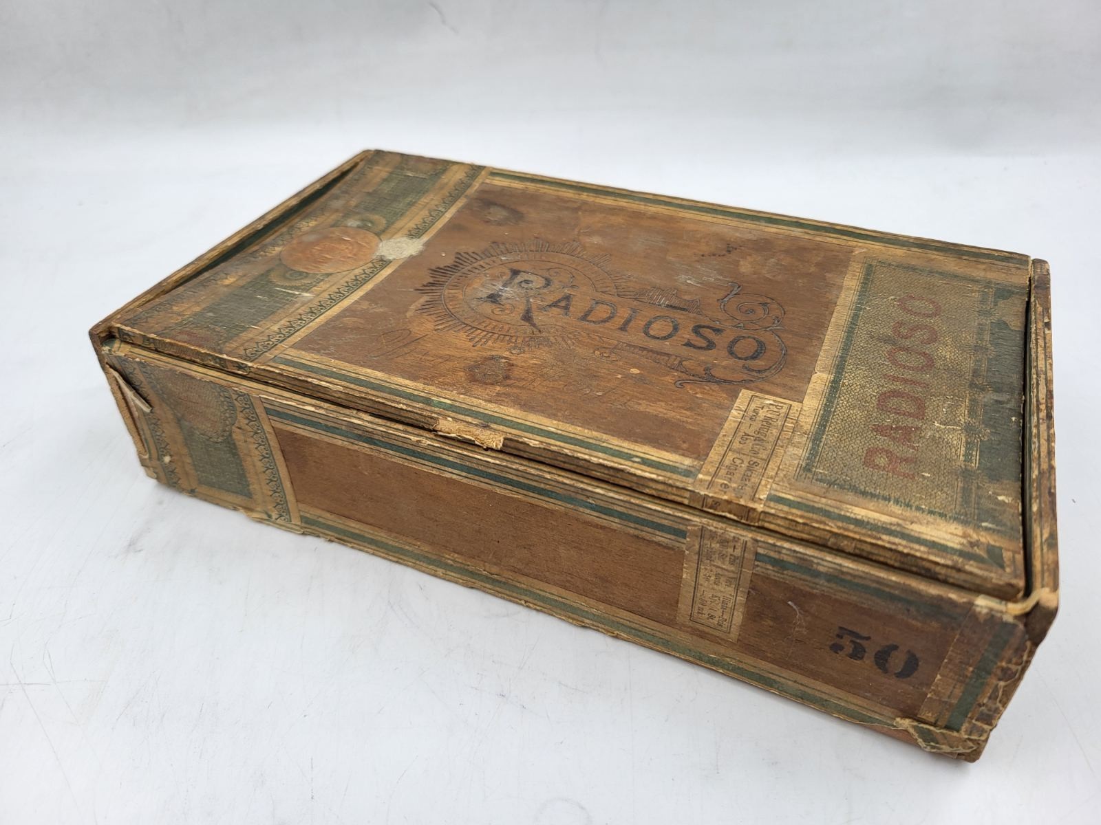 Vintage Antique P.C. Rettig & Co. Radioso Cigar Box Wooden Paper Covered Tobacco