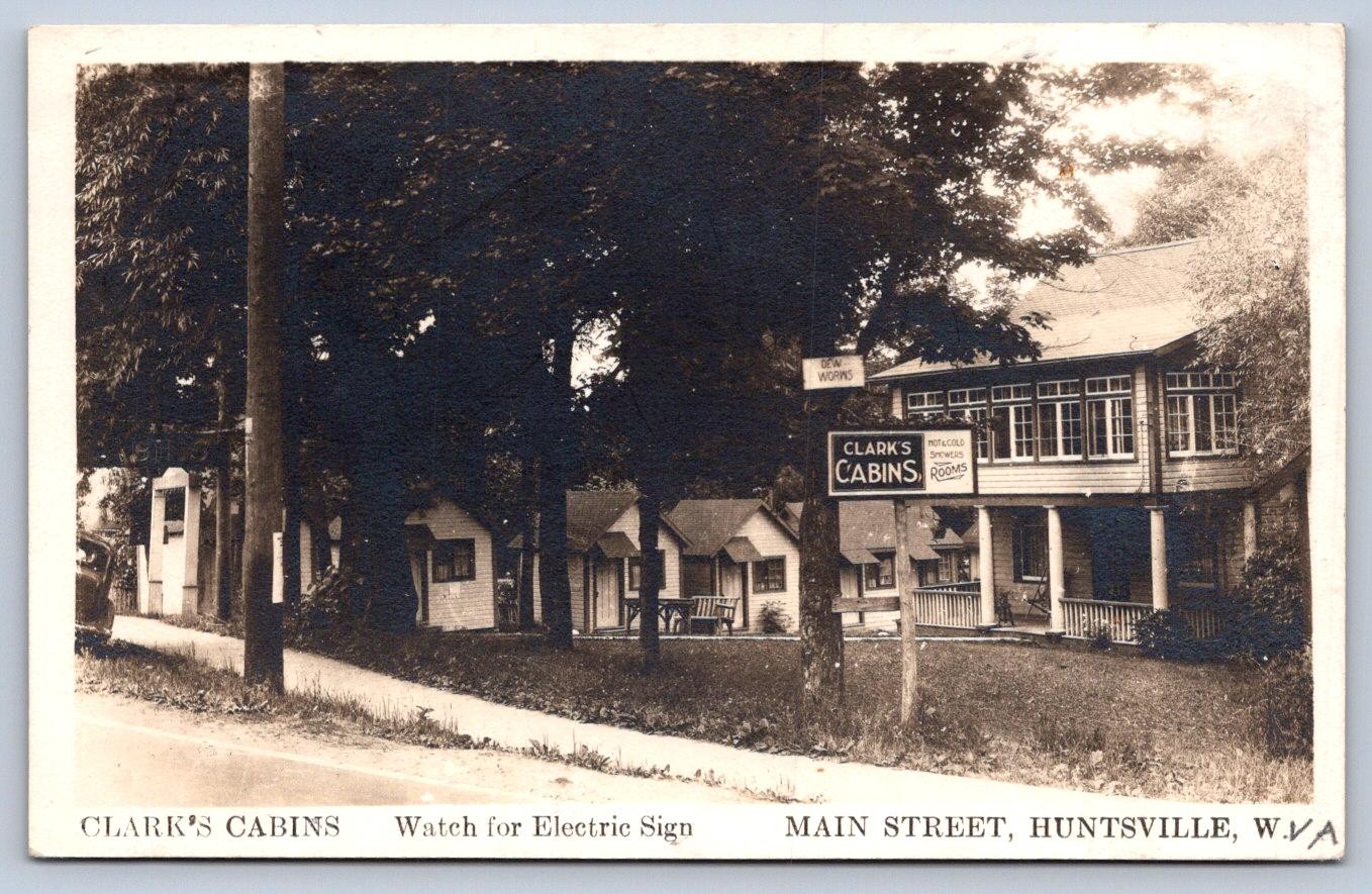 K65/ Huntsville West Virginia RPPC Postcard c30 Clarks Cabins Main St  265