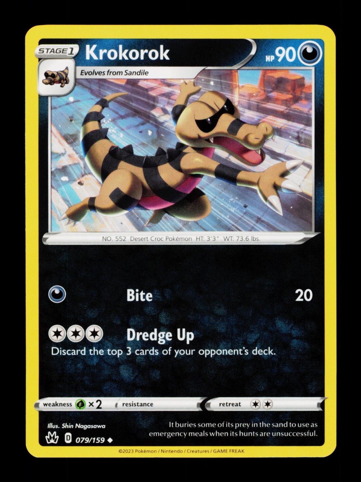 Krokorok 079/159 Crown Zenith 2023  Pokemon Trading Card TCG