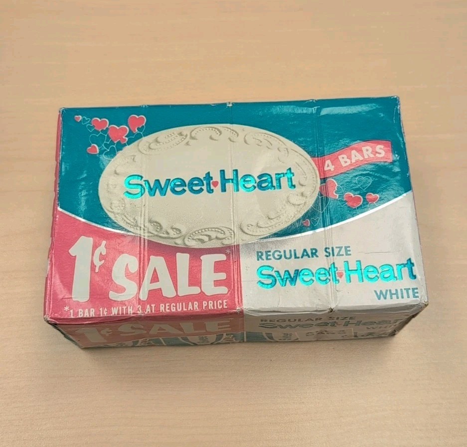 Vintage SweetHeart Soap 4 Bar Pack 1 Cent Sale White NOS 1950s 60s Sealed