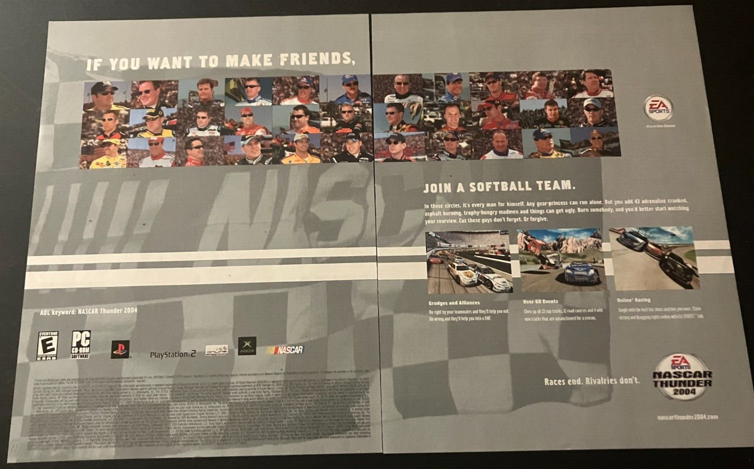 NASCAR Thunder 2004 - Vintage Original Gaming Print Ad / Streamer Wall Art