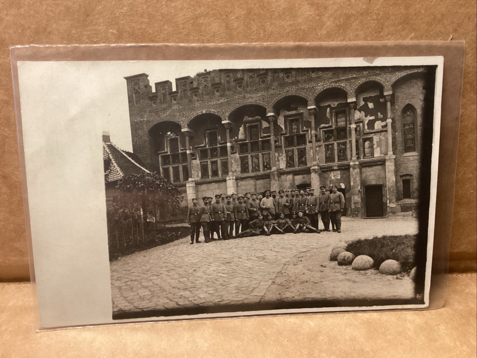 WWI 1914 German Army Soldiers RPPC Real Photo Postcard Group Malbork Castle WWI 1914 German Army Soldiers RPPC Real Photo Postcard Group Malbork Castle