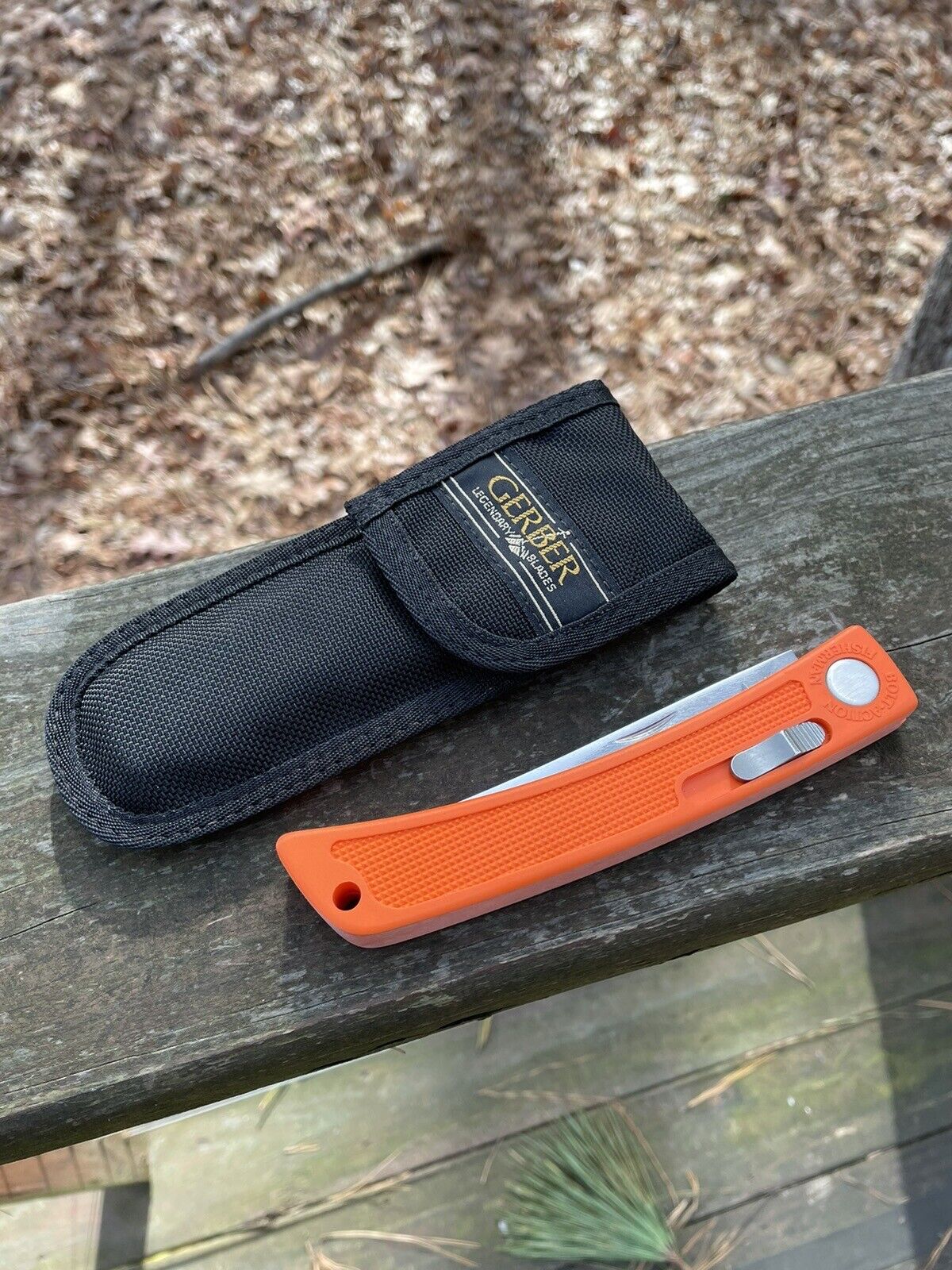 Collectible Rare Gerber Bolt-Action Fisherman Filet Folding Knife USA Orange