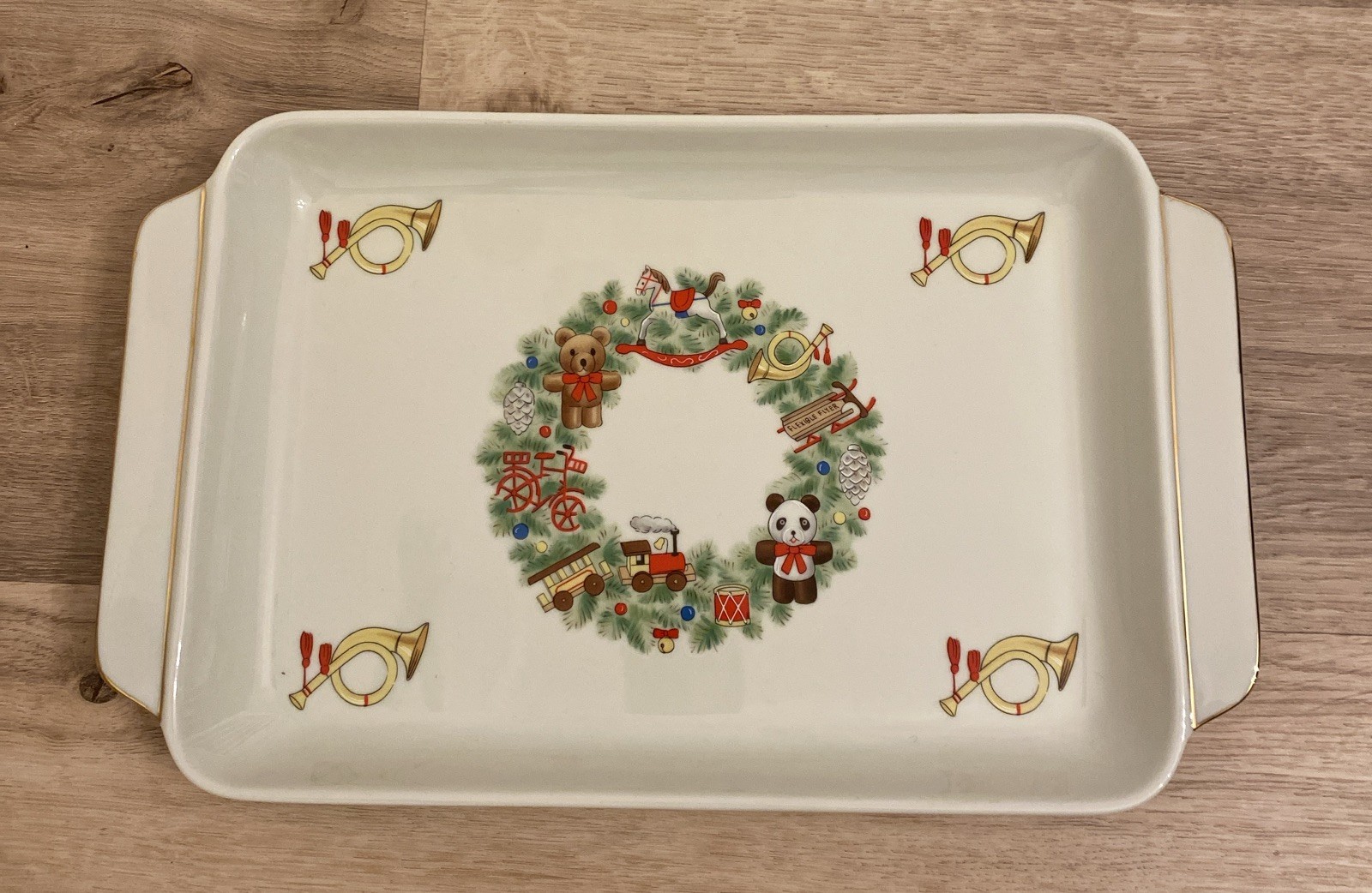 Toy Shop by David Shibata Japan Ceramic Dessert Tray VTG Vintage Christmas