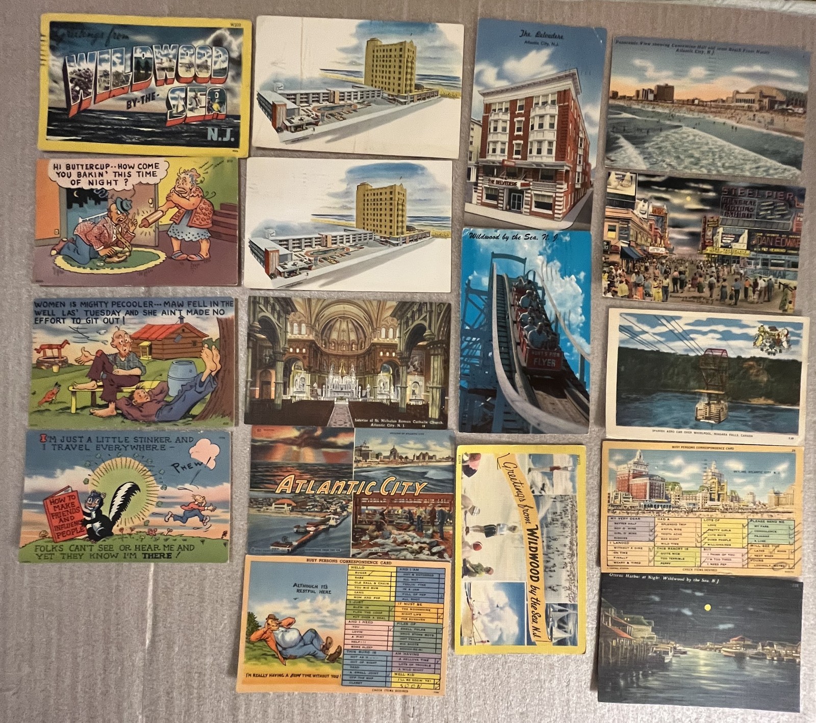 POST CARDS [47 PIECES] NEW JERSEY SHORE AND OTHER LOCATIONS 1957-1963 VG