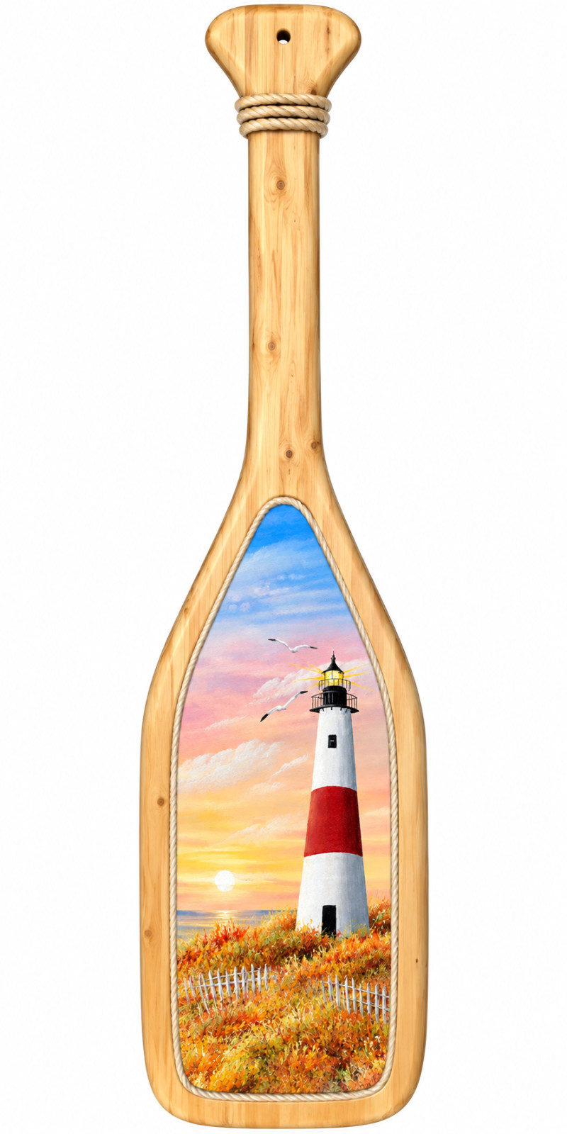 Sankaty Lighthouse hand painted handcrafted boat paddle-Wood plaque