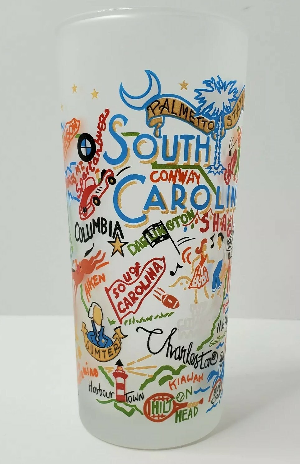 2011 Catstudio Frosted Glass - 16oz - South Carolina w/ State Landmarks