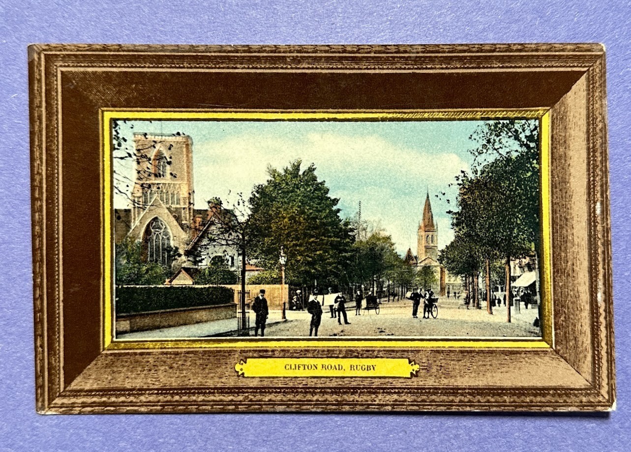 Clifton Road Rugby England Vintage Postcard 1910 Framed Look Montgomery Publishe