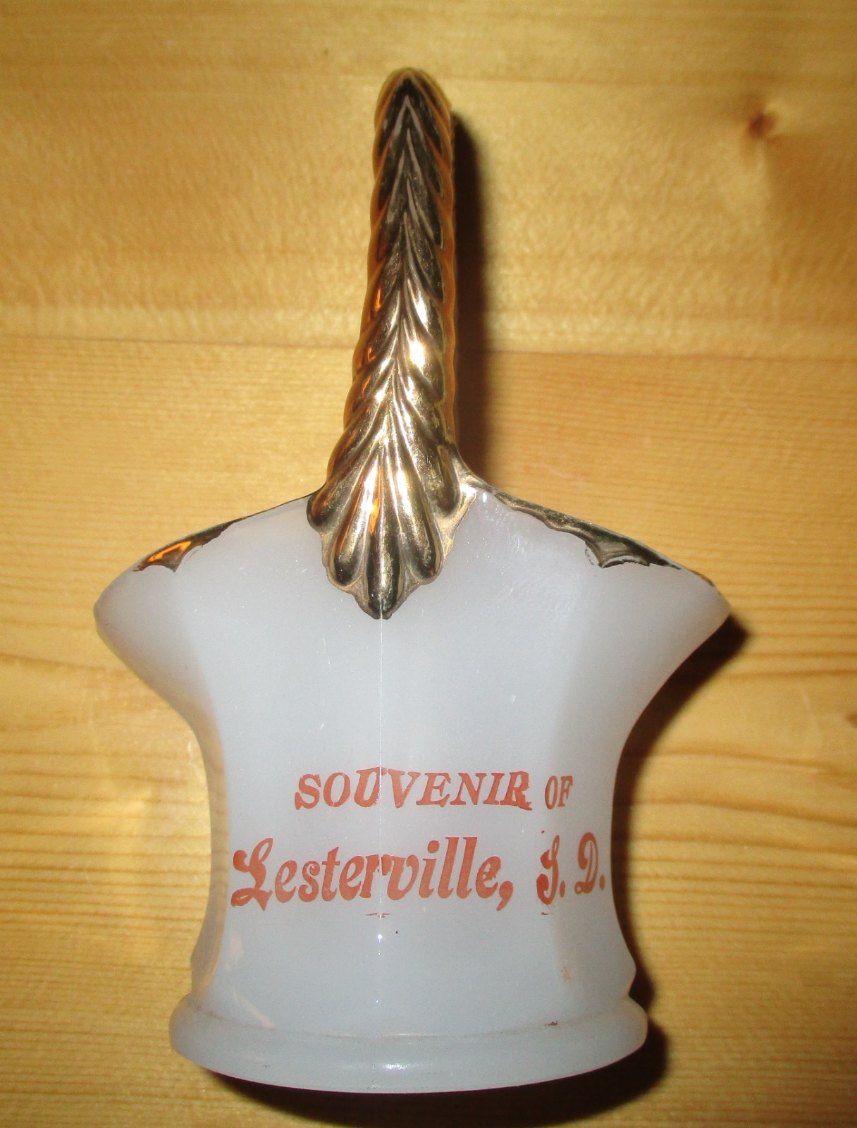 Lesterville, South Dakota, Souvenir, Milk Glass Basket, Yankton Lesterville, South Dakota, Souvenir, Milk Glass Basket, Yankton
