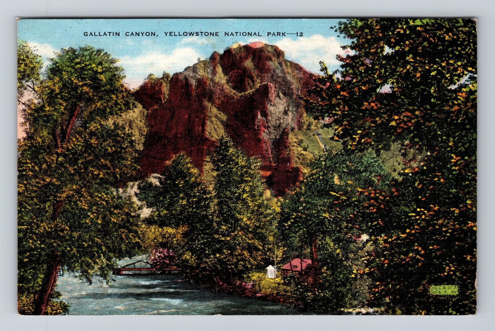 Yellowstone National Park, Gallatin Canyon, Antique, Vintage c1910 Postcard