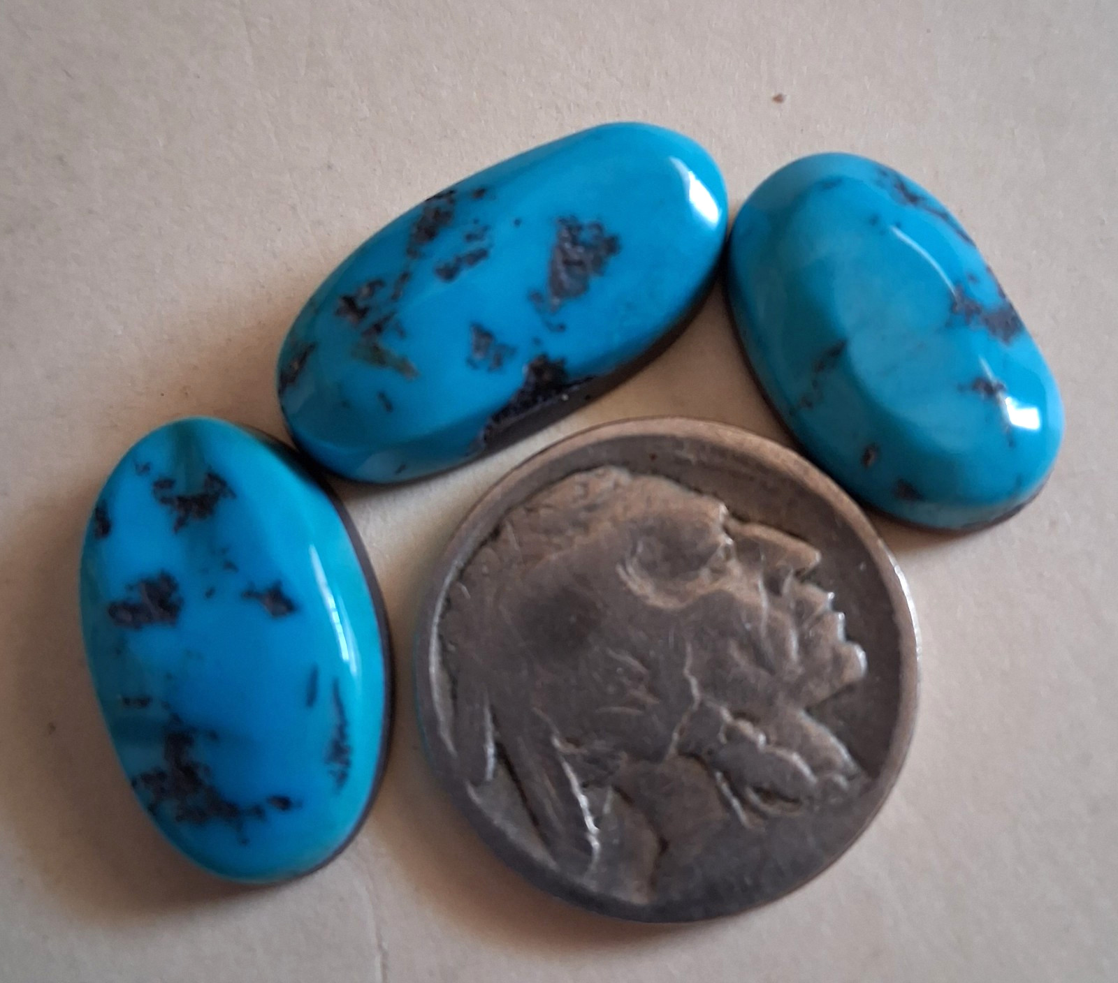 Kingman Turquoise 3  Backed Cabochons 7 Grams  MAKE OFFERS
