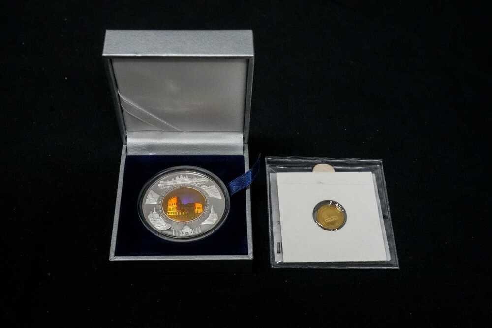 Seven Wonders of the World, Colloseum Italy silver and gold proof coins #0745